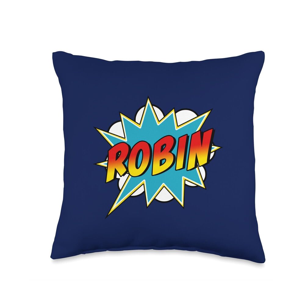 3899 Boys Robin Name Superhero Comic Book Throw Pillow, 16x16, Multicolor